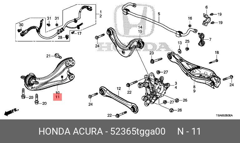 Рычаг задний нижний продольный левый Honda Civic x хэтчбек 16 - Honda 52365-TGG-A00