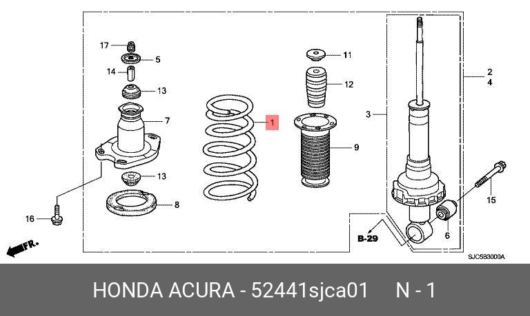 Пружина ходовой части - Honda 52441-SJC-A01