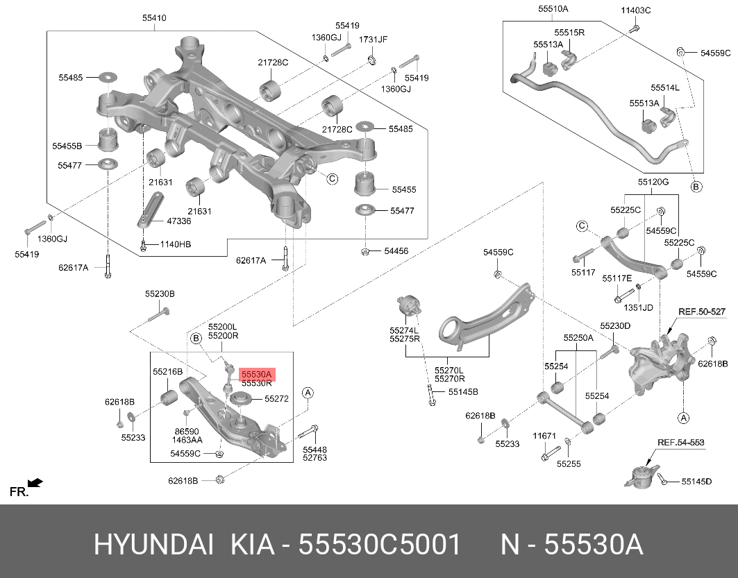 Стойка стабилизатора | перед прав | - Hyundai/Kia 55530C5001