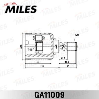 Шрус Nissan Qashqai 06-13 внутр. Лев. - Miles GA11009