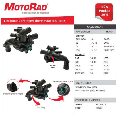 895-105K_термостат с эл. упр.! 105°c без доп. труб. с прокл Peugeot Motorad                895105K