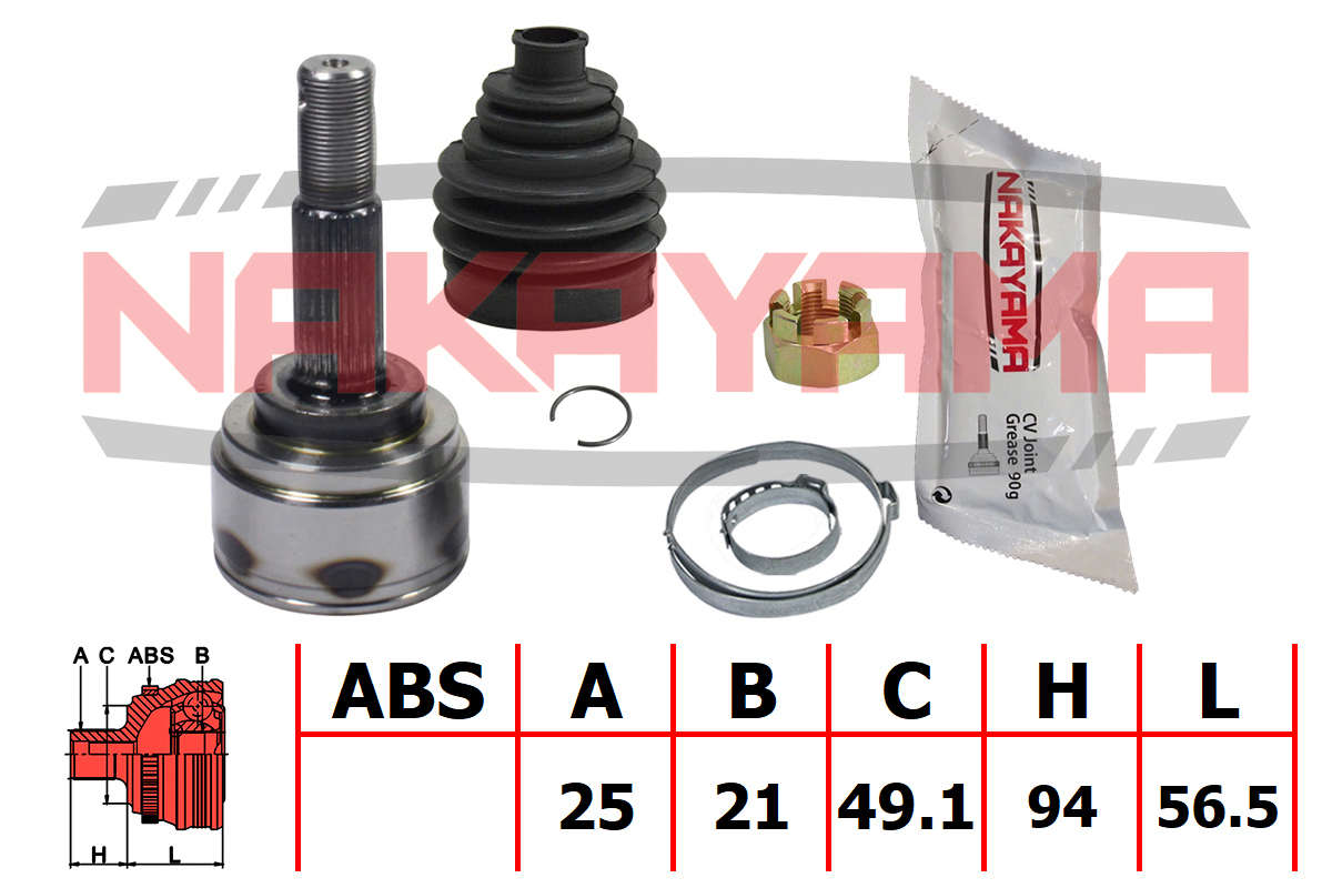 Шрус внешн. к-кт nissan micra IND made k13k 10- (25x21x150.5x49.1) - Nakayama NJ1583NY
