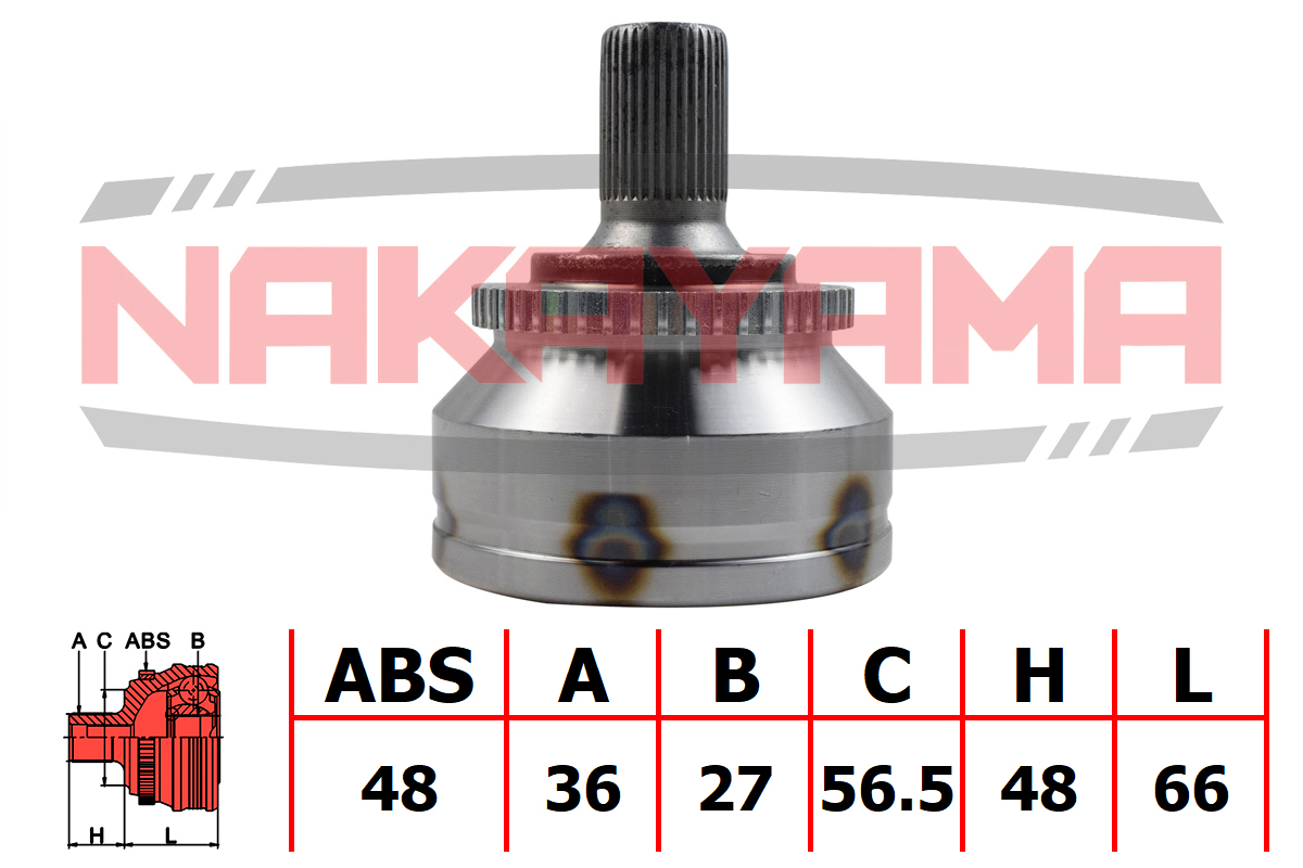 Шрус внешн. к-кт volvo s60/v70/xc70 2.4 01-10 (AT tf-80sc) (36x27x114x - Nakayama NJ1914NY