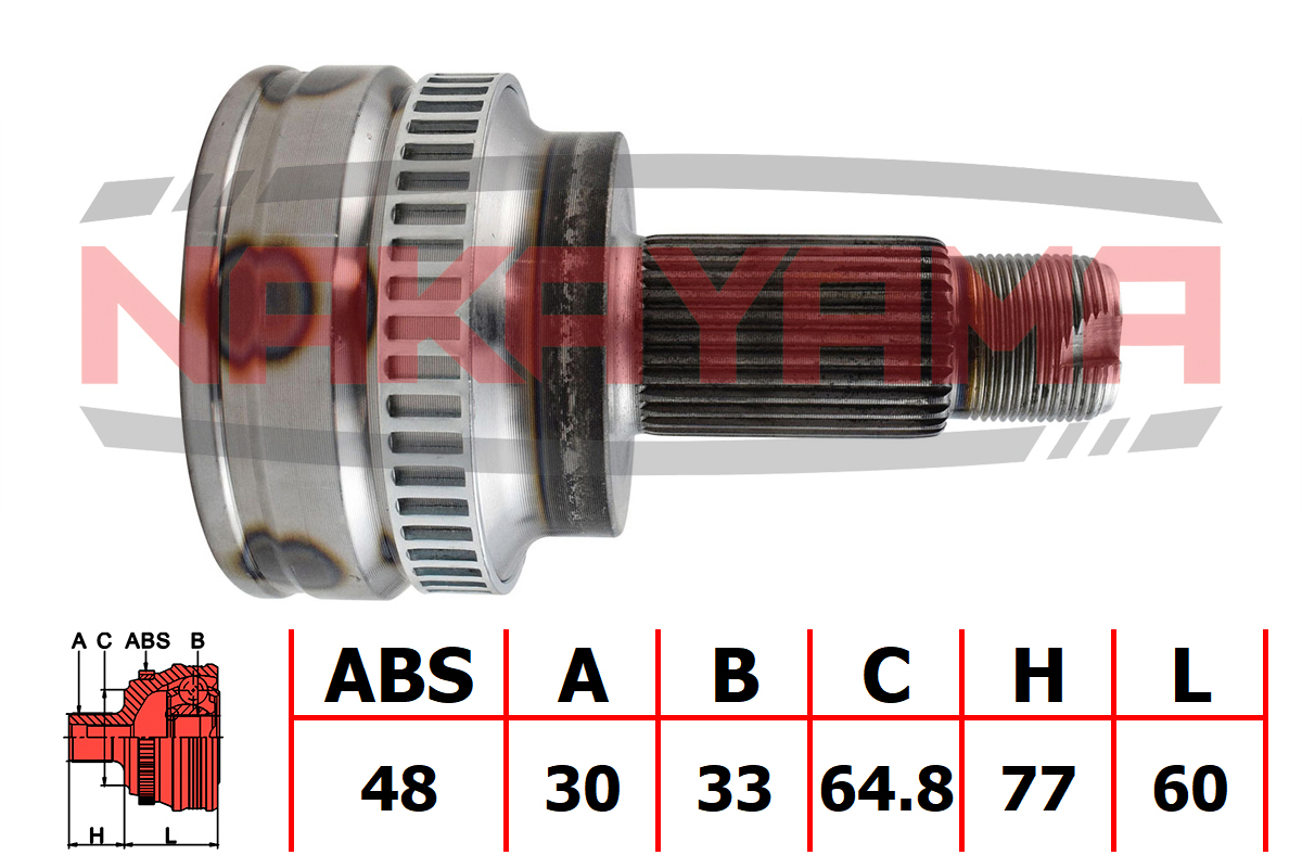 Шрус внешн. к-кт BMW 3 e90/e91 04-12, BMW 3 e92/e93 05-13, BMW 5 e60/e - Nakayama NJ2060NY