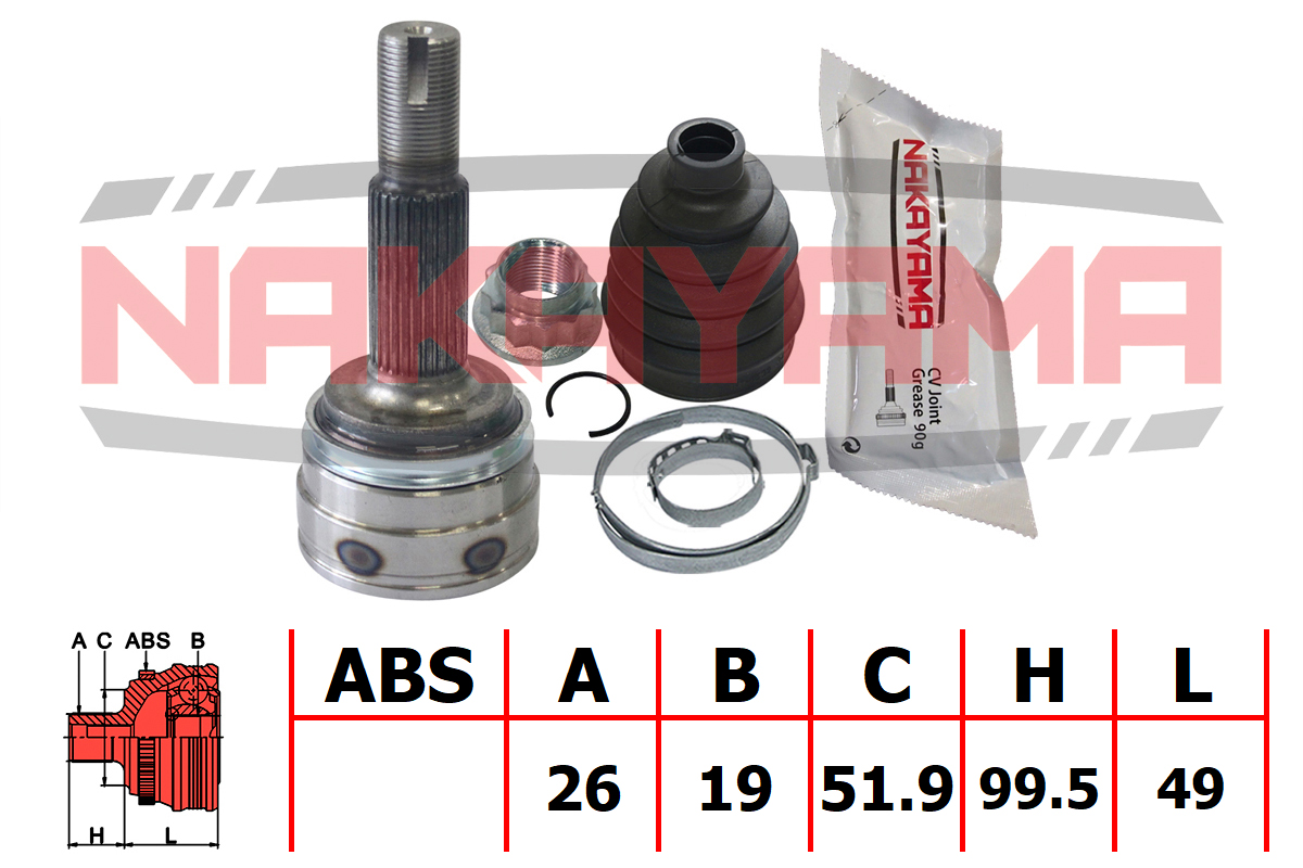 Шрус внешн. к-кт задн. lexus nx300h/200t200 14-, toyota harrier 13-, t - Nakayama NJ2074NY