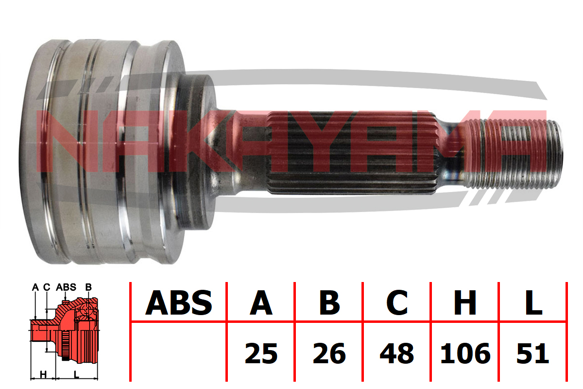 Шрус внешн. к-кт задн. mitsubishi ASX GA 10-, lancer CY 07-, outlander - Nakayama NJ2076NY