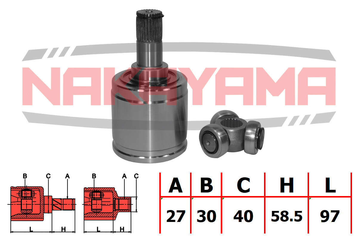 Шрус внутр-й к-кт правый honda civic eu/ep/es 01-06 (27x30x155.5x40) - Nakayama NJ7121NY