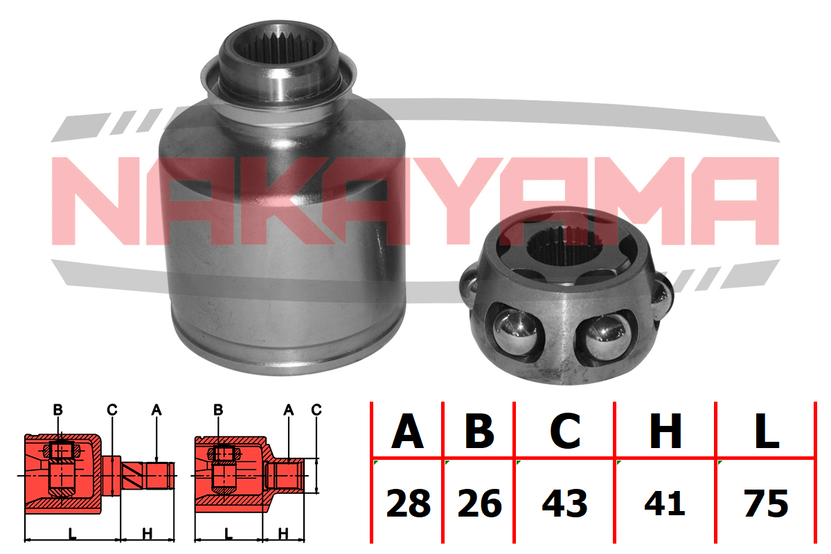 Шрус внутр-й к-кт правый KIA carnival/sedona (fl) 98-05 (28x26x116x43) - Nakayama NJ7137NY