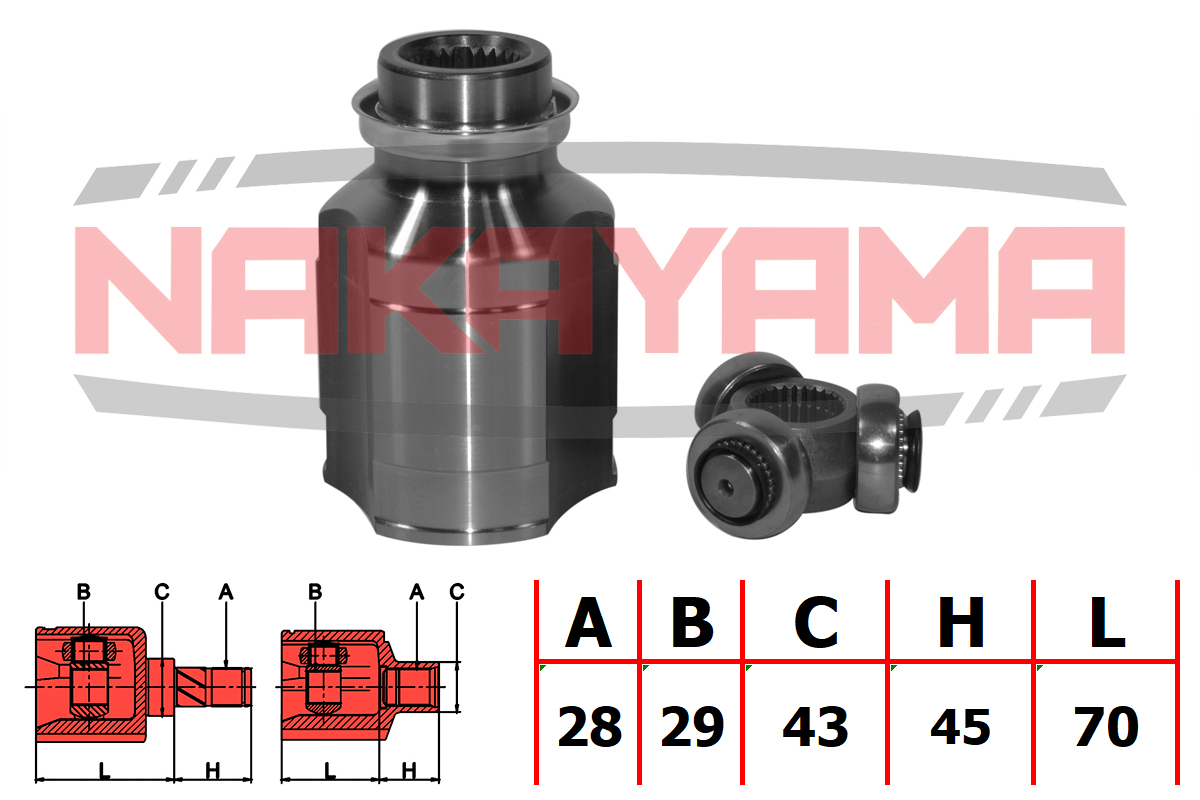 Шрус внутр-й к-кт правый mazda 323 BJ 98-04, mazda 2 DE 07- (28x29x115 - Nakayama NJ7144NY