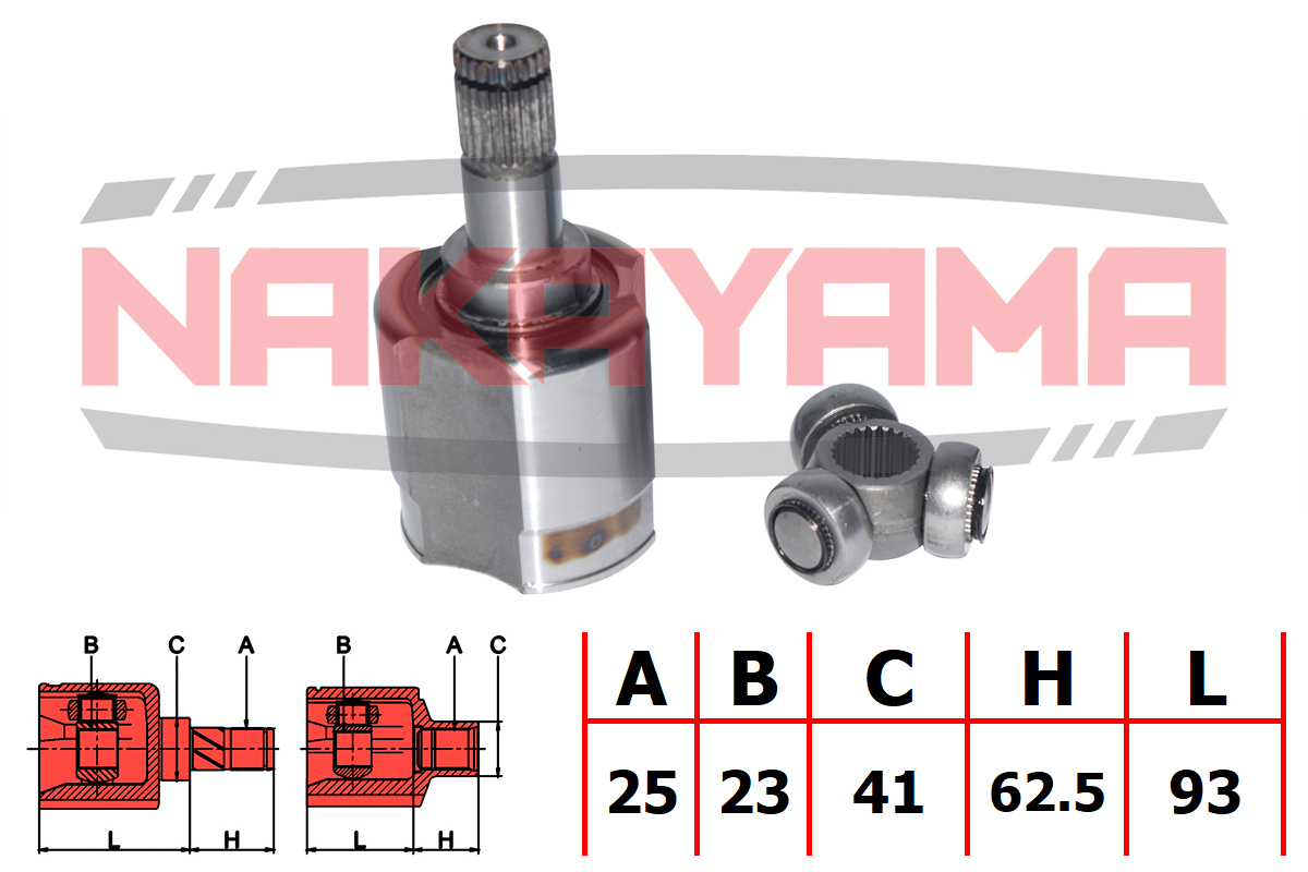 Шрус внутр. к-кт mitsubishi carisma DA 95-03 (25x23x155.5x41) - Nakayama NJ7160NY