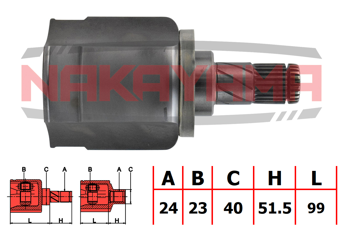 Шрус внутр. к-кт nissan primera P12 01-07 (24x23x150.5x40) - Nakayama NJ7171NY