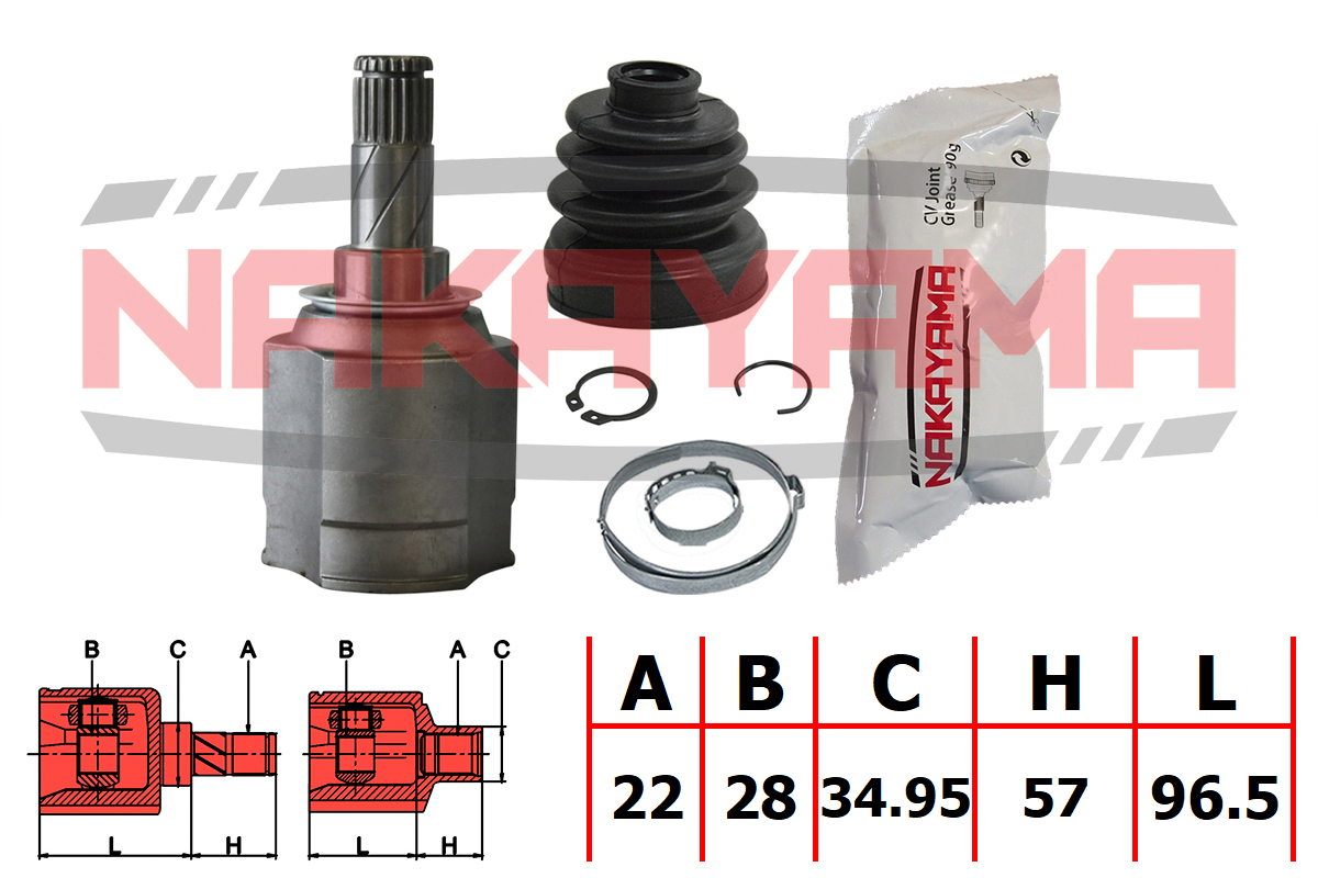 Шрус внутр. правый к-кт opel vectra c 1.9/2.2 CDTi 02- (22x28x153.5x34 - Nakayama NJ7576NY