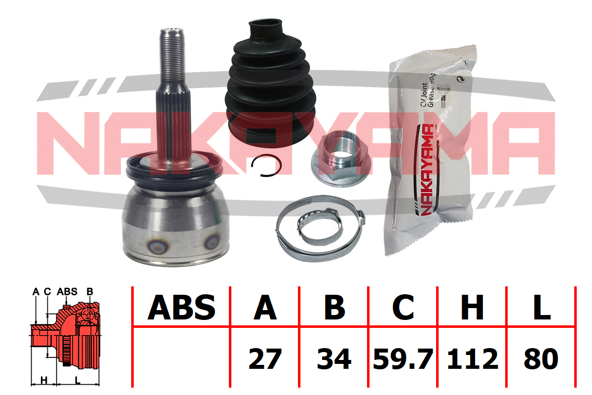 Шрус внешн. к-кт ford explorer 95-01 (27x34x192x59.7) Nakayama NJ757NY