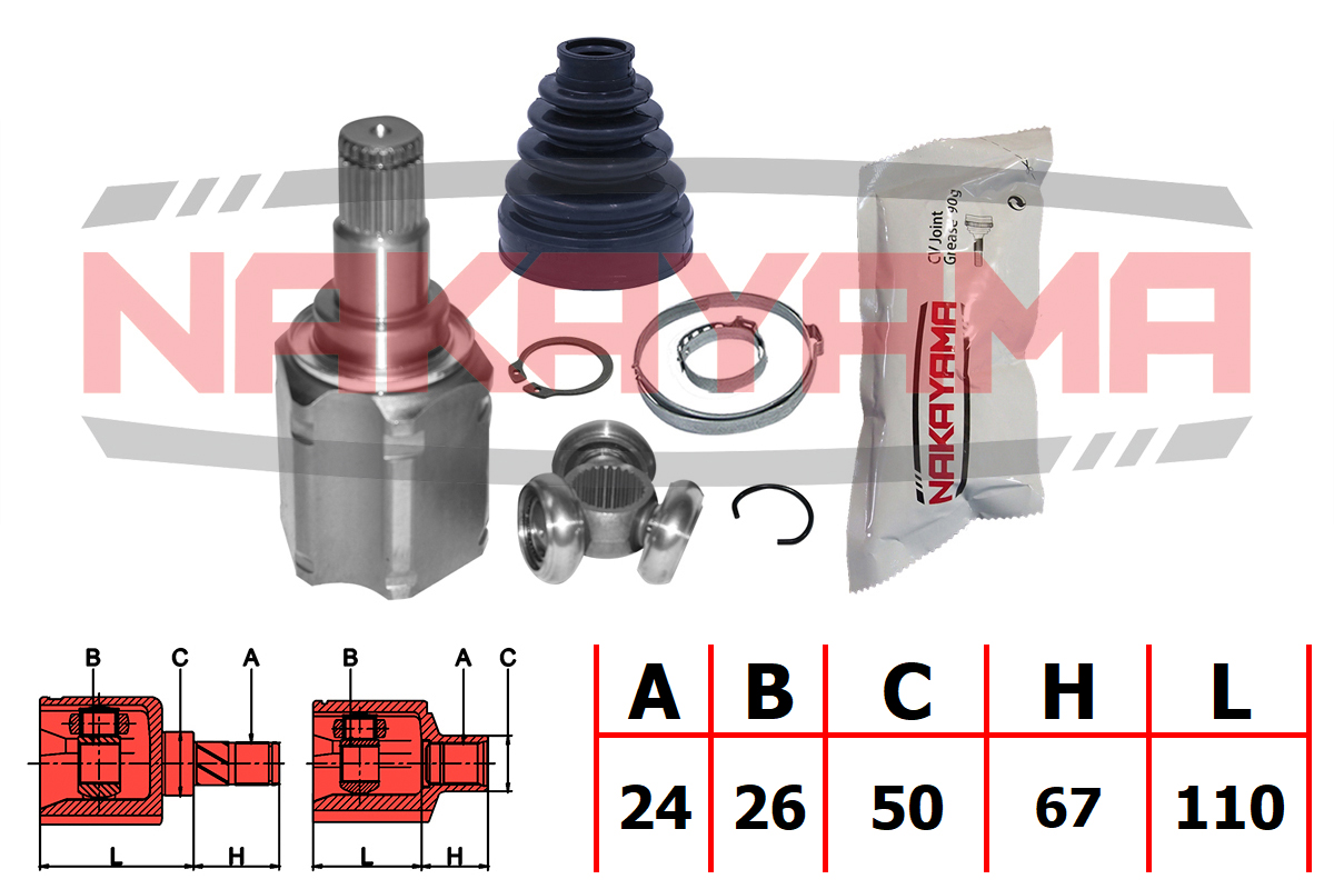 Шрус внутр. к-кт левый toyota camry acv3/mcv3 01-06, highlander asu40/ - Nakayama NJ7709NY