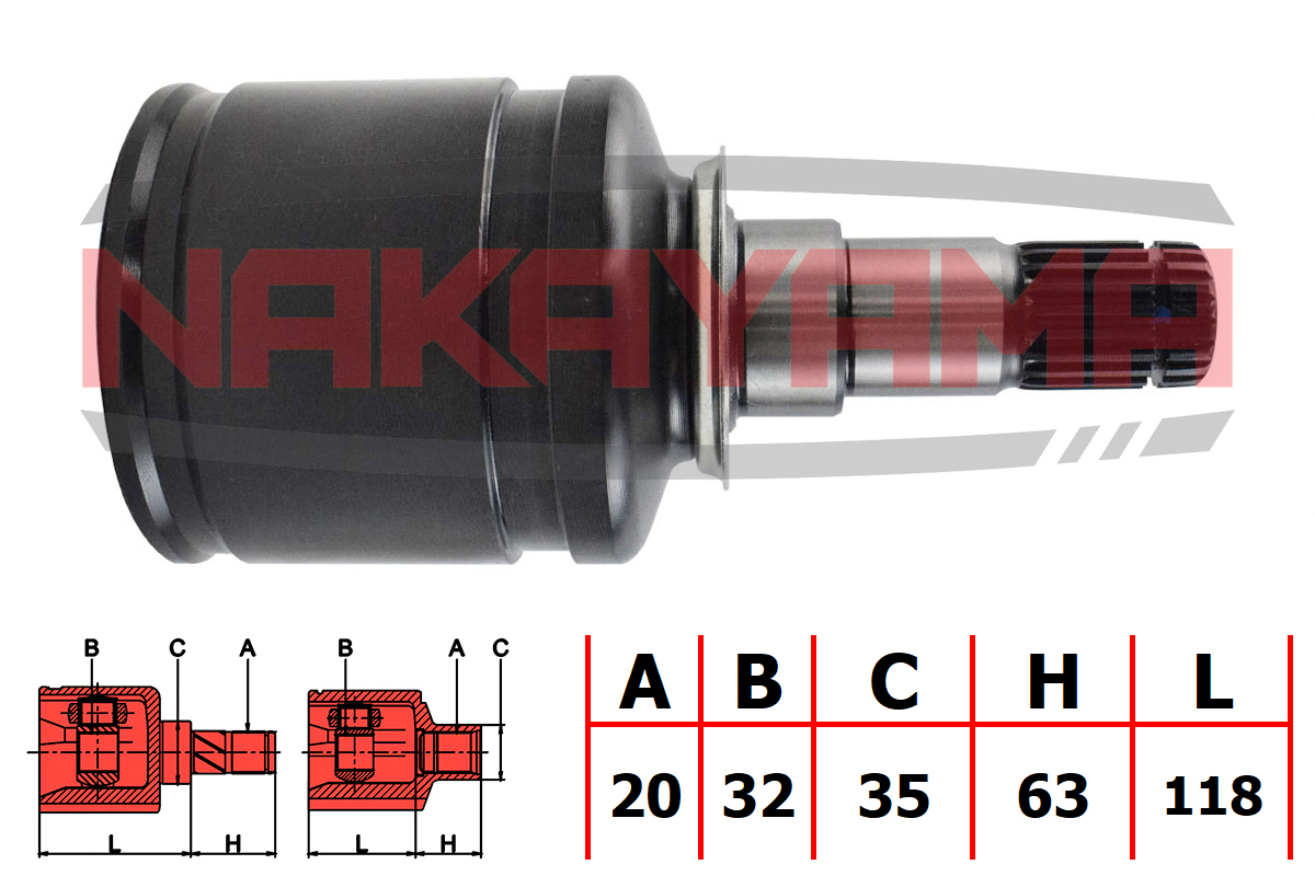 Шрус внутр. к-кт toyota avensis at22/azt220/cdt220/ct220/st220/zzt22 9 - Nakayama NJ7718NY