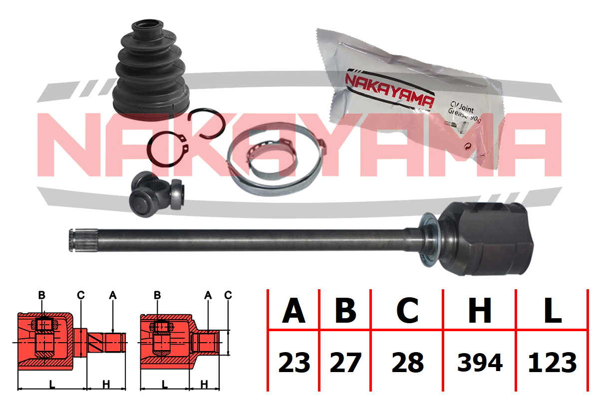 Шрус внутр. к-кт правый toyota kluger L/V acu25/mcu25 4WD 00-07 (23x27 - Nakayama NJ7724NY