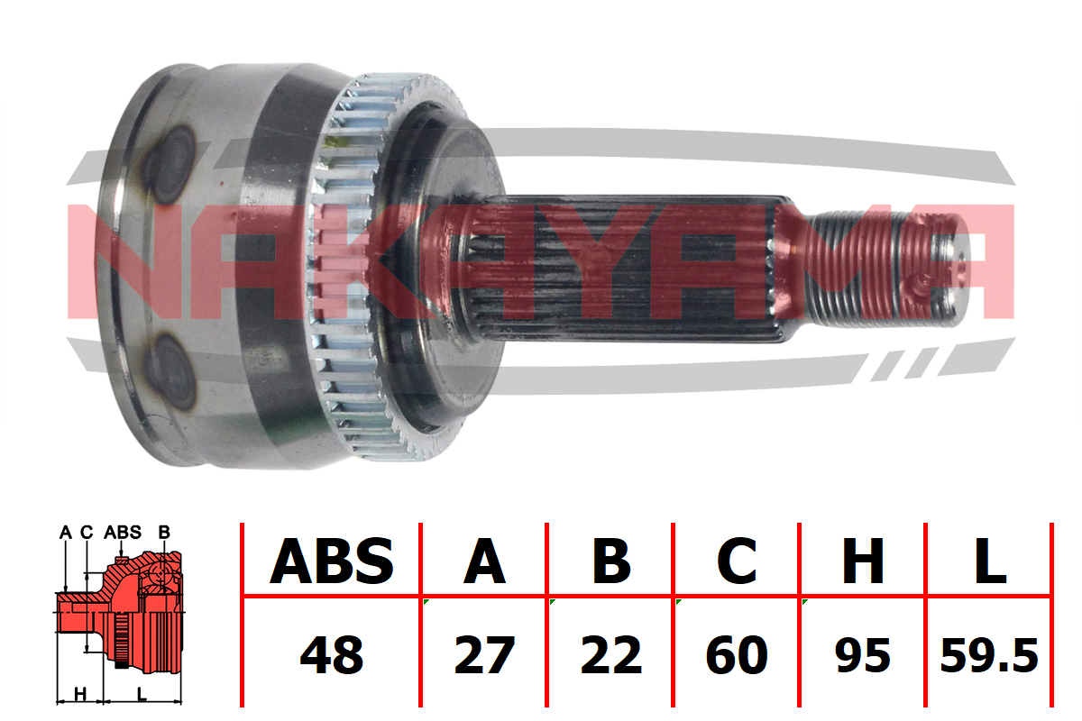 Шрус внешн. к-кт KIA sportage 04-10 (27x22x154.5x60 abs:48) - Nakayama NJ773NY