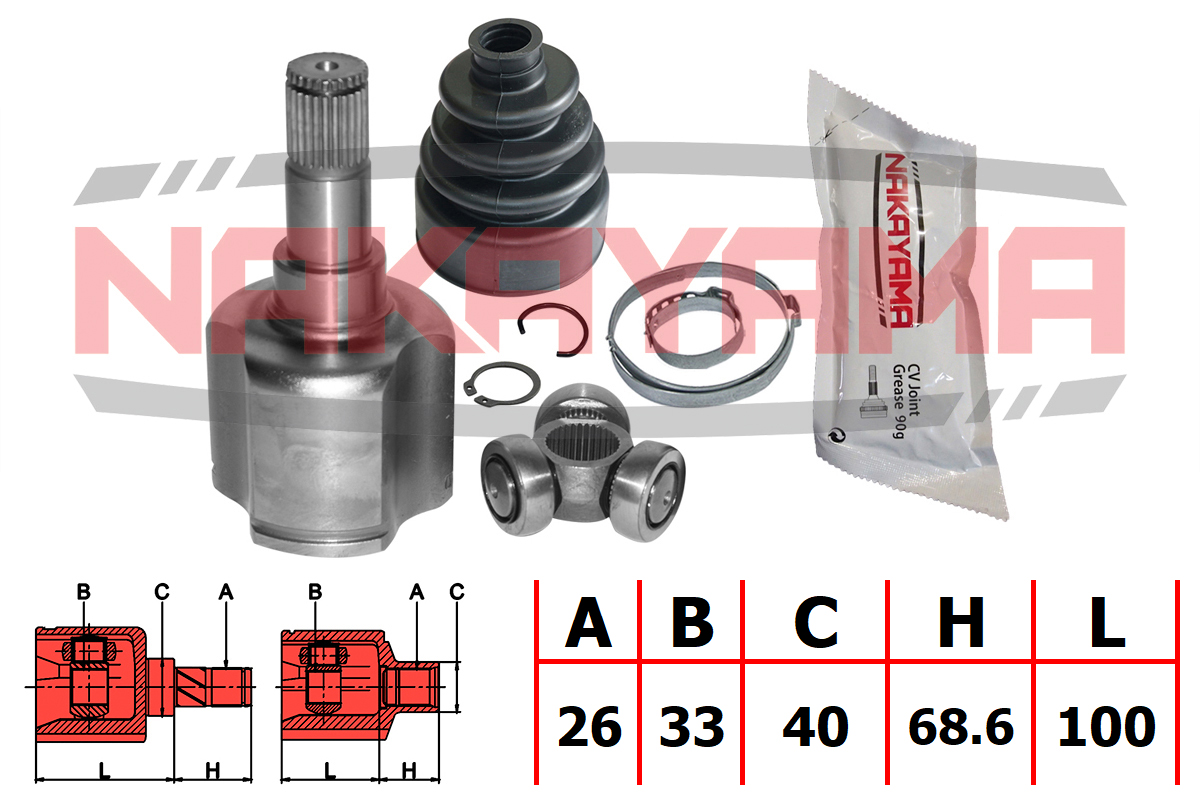 Шрус внутр. к-кт ford mondeo GE 00-07 (26x33x168.6x40) - Nakayama NJ7746NY