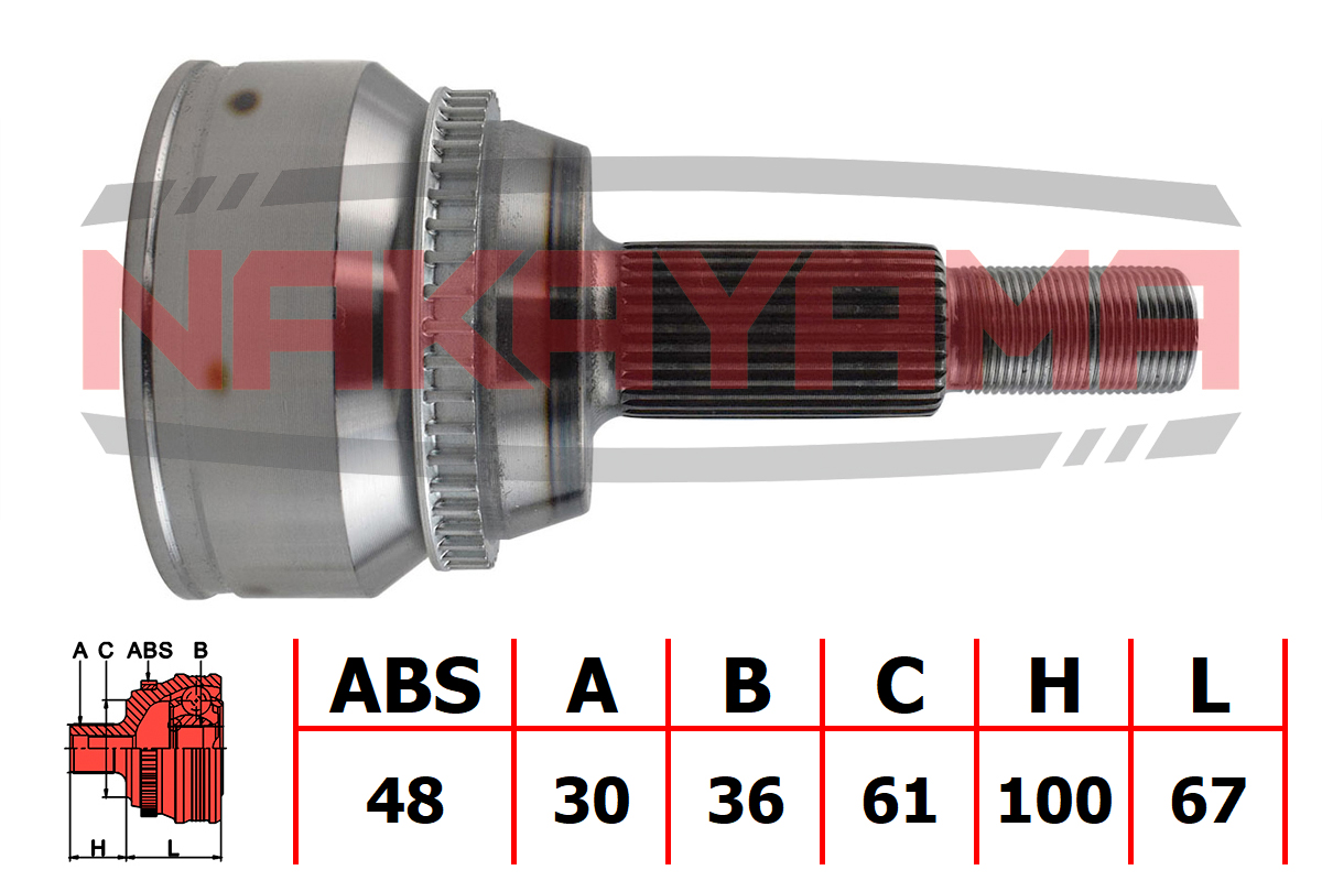 Шрус внешн. к-кт toyota avensis 05-08, corolla verso 05-09 (30x36x166. - Nakayama NJ830NY