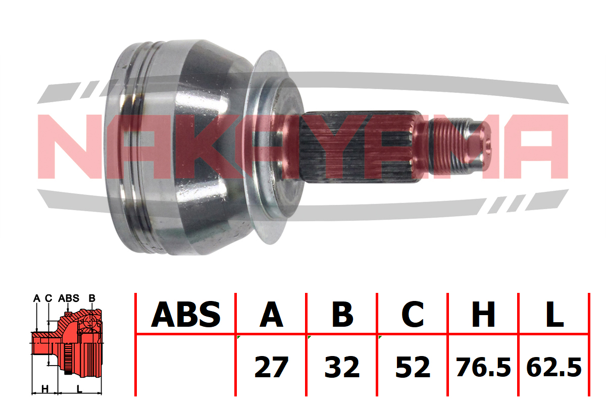 Шрус внешн. к-кт subaru legacy B13 03-09 (27x32x139x52) - Nakayama NJ838NY