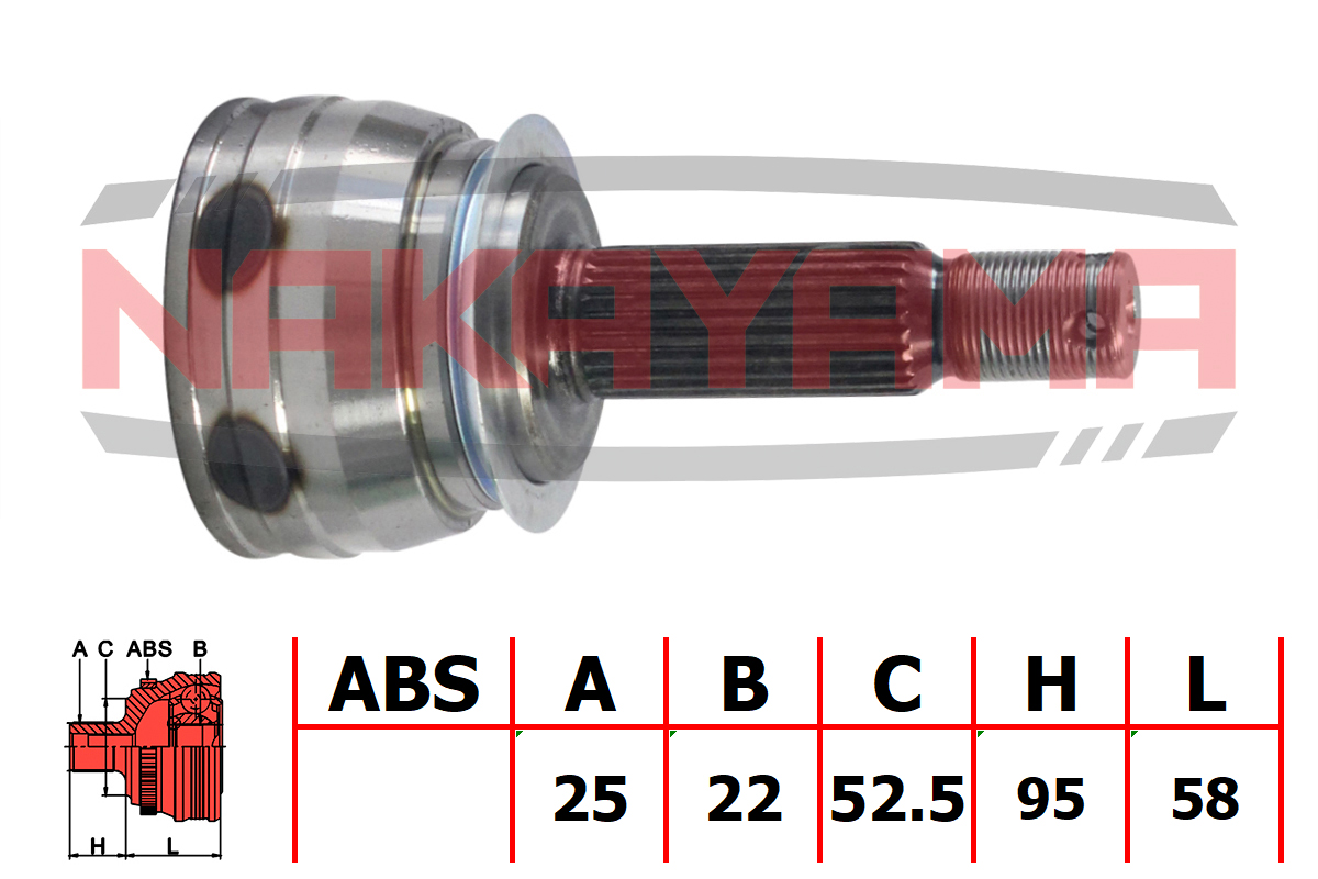 Шрус внешн. к-кт hyundai getz 02- (25x22x153x52.5) Nakayama NJ893NY