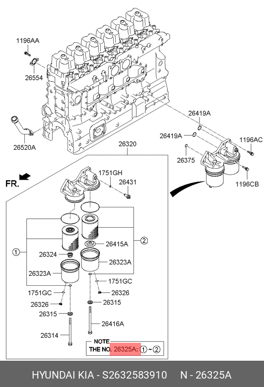 Фильтр масляный - Hyundai/Kia S2632583910