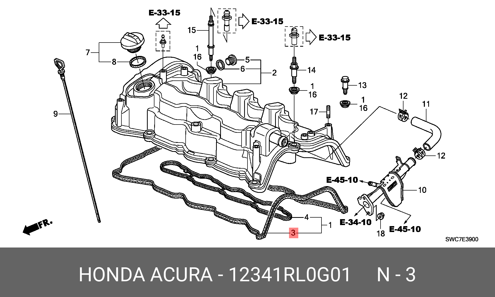 Прокладка клапанной крышки - Honda 12341-RL0-G01
