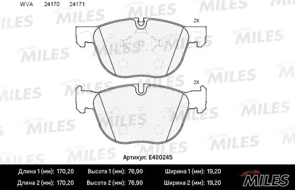 Колодки тормозные BMW X5 E70 07-/x6 E71 08- передние - Miles E400245