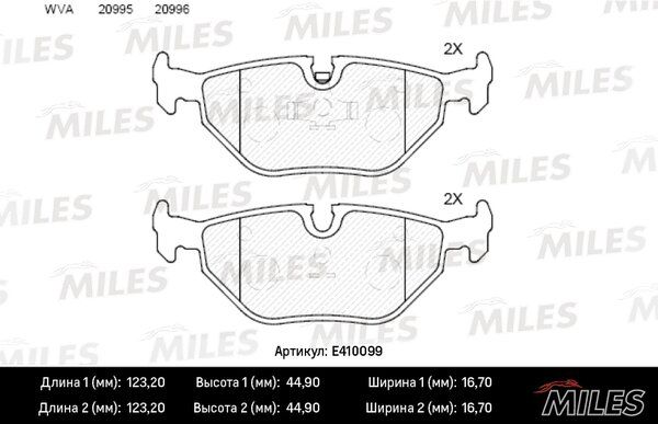 Колодки тормозные дисковые - Miles E410099