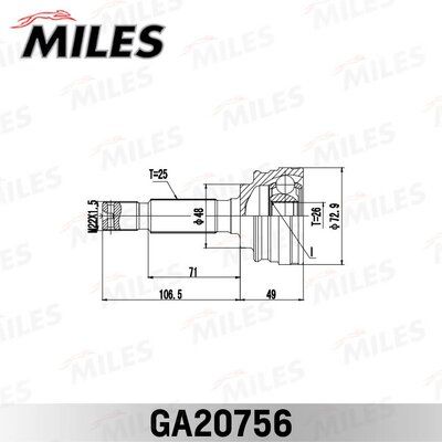 Шрус mitsubishi asx/outlander 06- зад.нар. - Miles GA20756