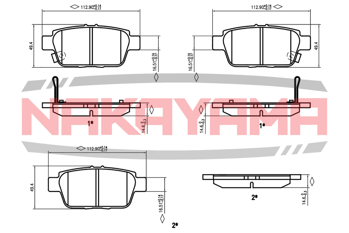 Торм.колодки задн.  honda ridgeline 06-, acura TL 09- - Nakayama HP8867NY