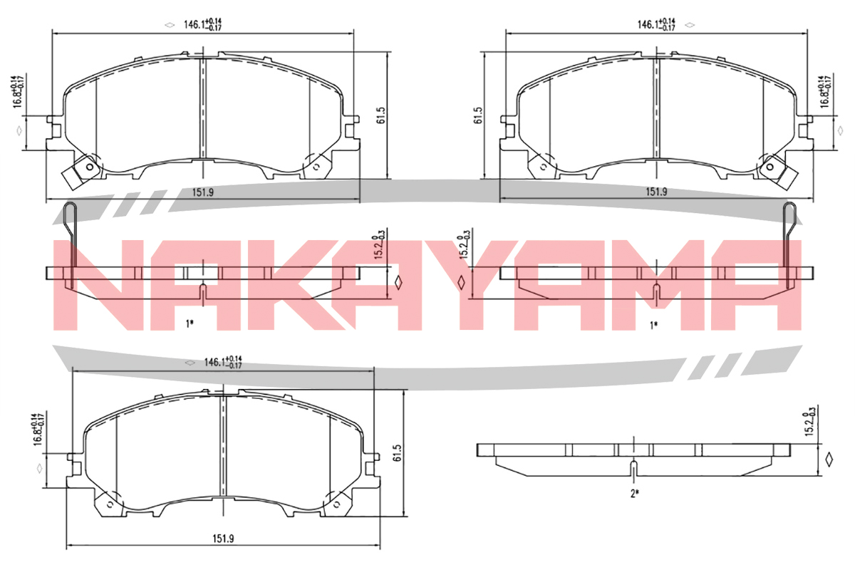 Торм.колодки передн.  nissan x-trail, infiniti Q50 1.6dci/2.2d 13- - Nakayama HP8876NY
