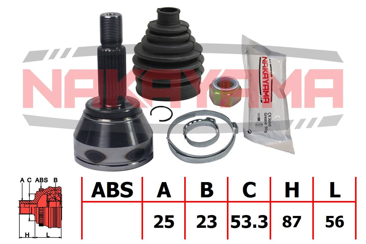 Шрус внешн. к-кт ford fiesta VI (jj_, jg_, kd_, kc_) 08- (25x23x143x53.3) Nakayama NJ1193NY