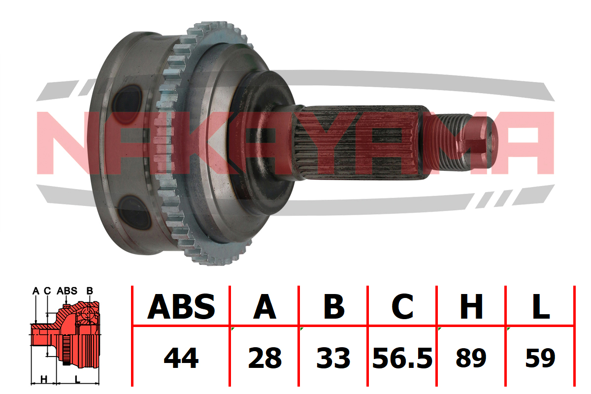 Шрус внешний к-кт Mazda MPV II (lw) 00-06 (28x33x148x56.5 abs:44) - Nakayama NJ1410NY