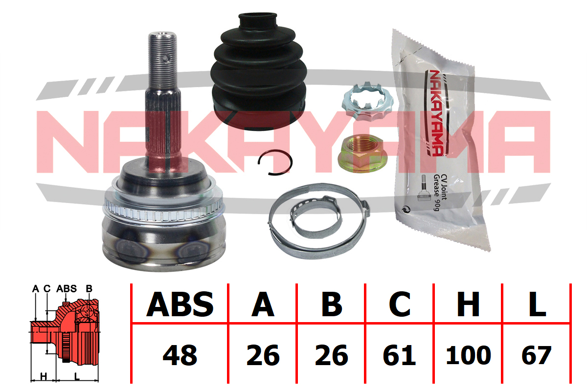 Шрус внешн. к-кт toyota camry acv3/mcv3 01-06 (26x26x167x61 abs:48) - Nakayama NJ1845NY