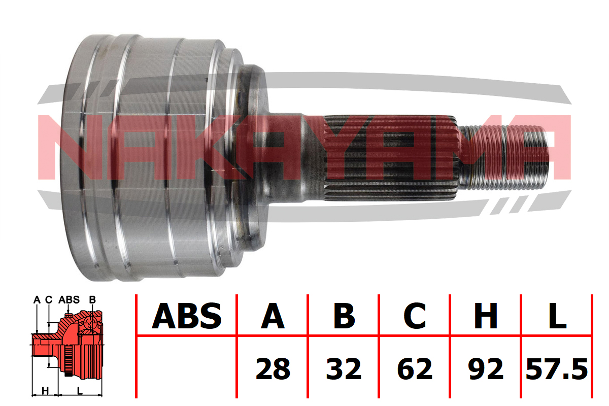 Шрус внешн. к-кт mazda 6 (mzr) 07- (28x32x149.5x62) - Nakayama NJ2057NY