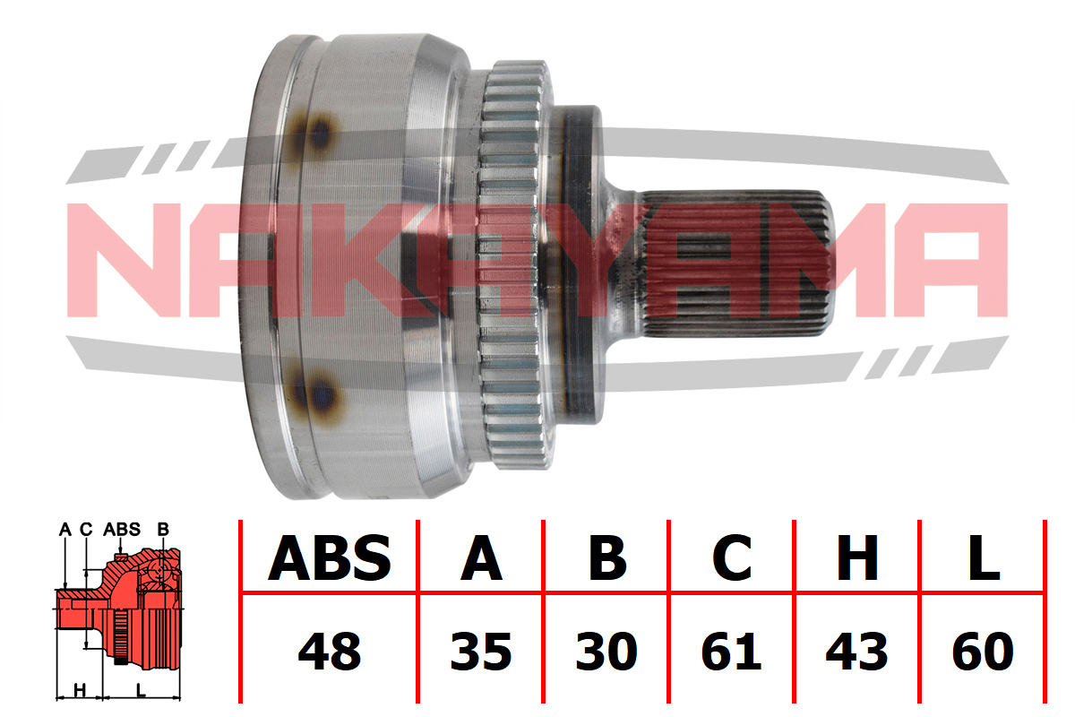 Шрус внешн. к-кт MB e-class 210 4 matic 96-02 (35x30x103x61 abs:48) Nakayama NJ2094NY
