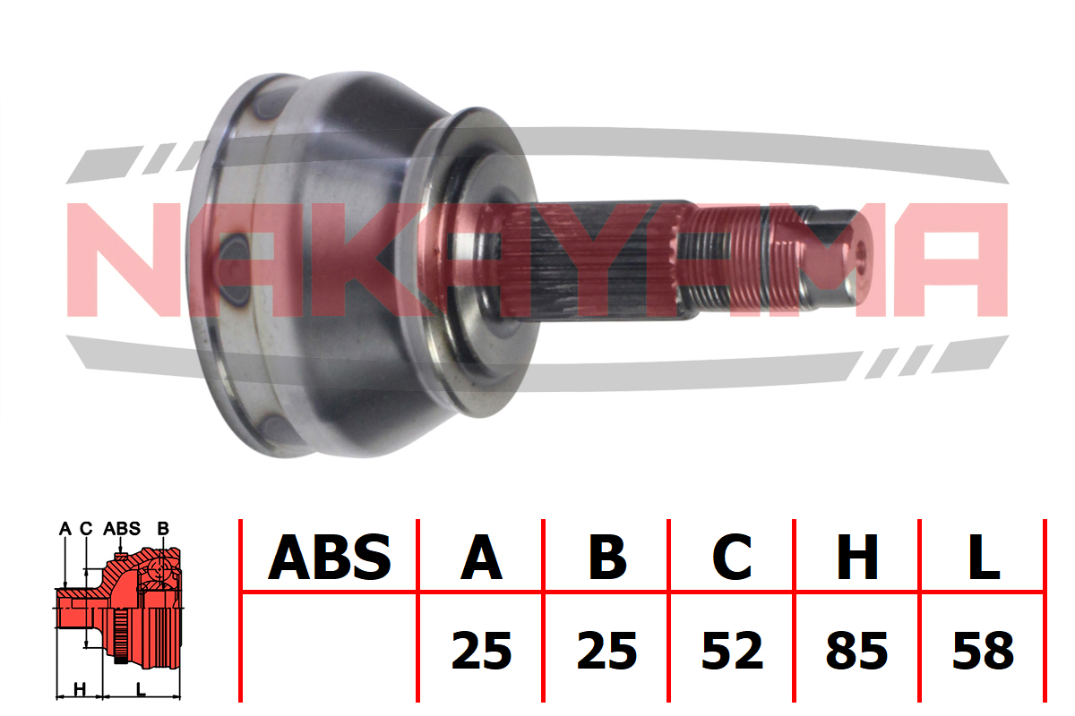 Шрус внешн. к-кт alfa romeo 146/155 1.4, 1.6, 1.8, 2.0 92-96, fiat brava/bravo 1.8, 2.0, 1.9td/jtd 9 - Nakayama NJ221NY
