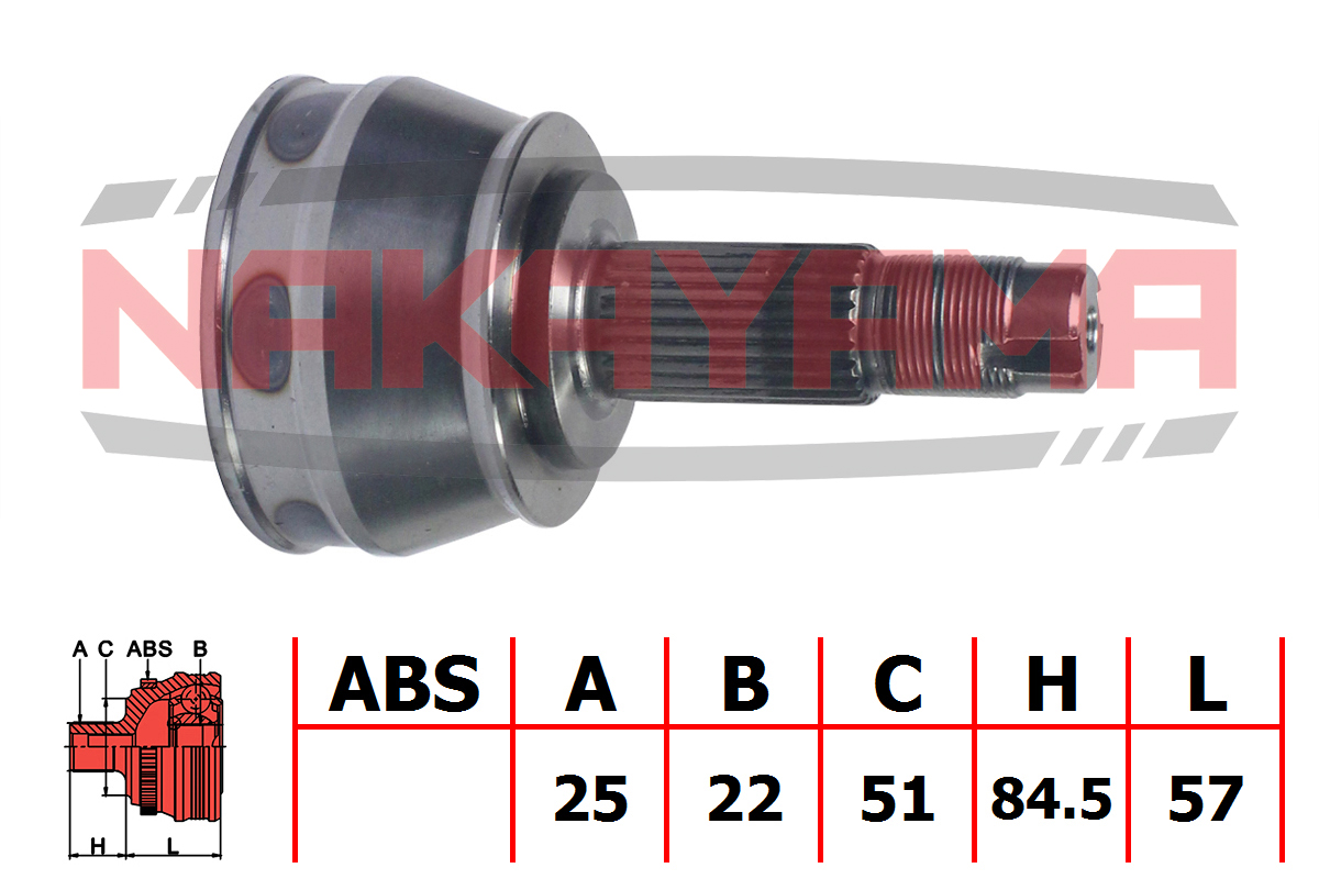Шрус внешн. к-кт fiat marea 99-, multipla 99-, lancia lybra 99-, lybra SW 99- (25x22x141.5x51) - Nakayama NJ226NY
