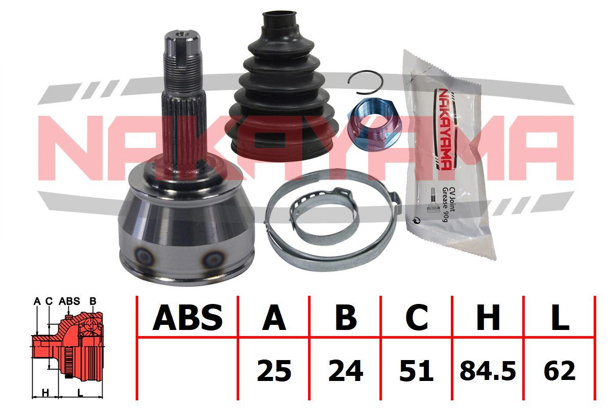 Шрус внешн. к-кт fiat fiorino 08-, idea 04-, linea 07-, punto ll 03-, grande punto 05-, qubo 08-, LA - Nakayama NJ236NY