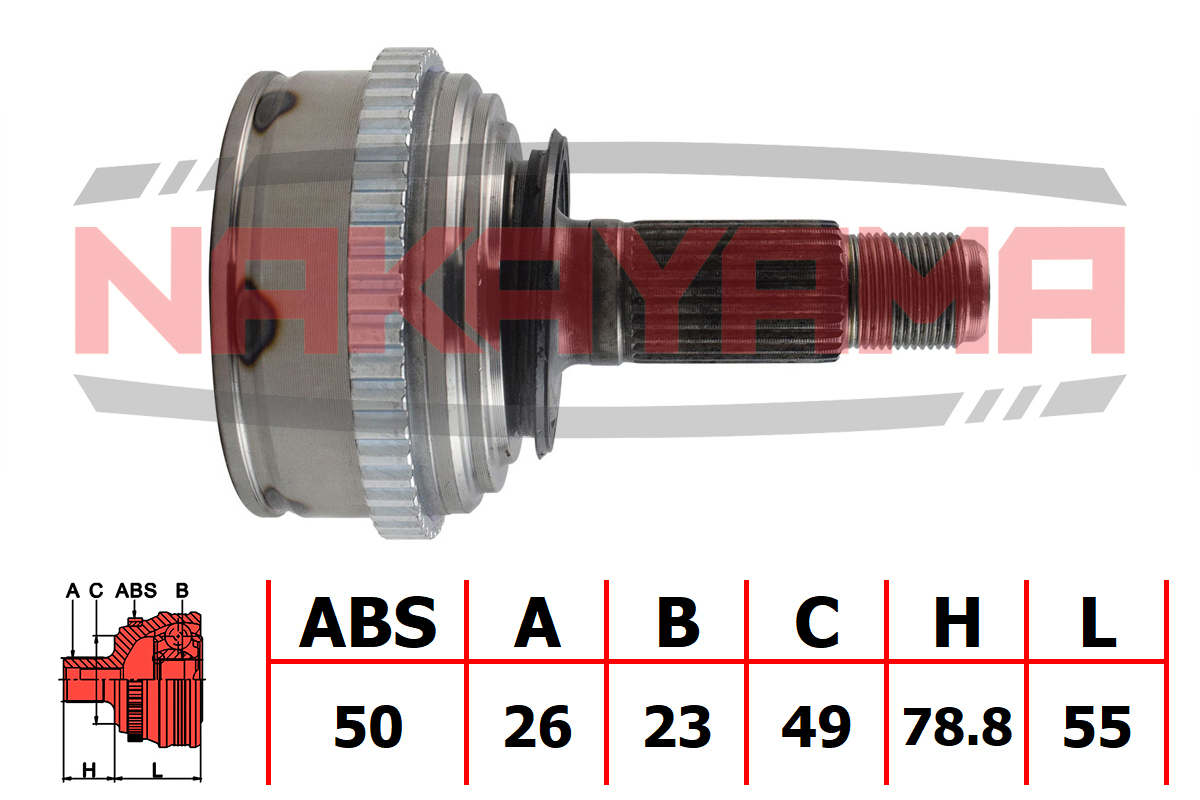 Шрус внешн. к-кт honda concerto 89-95, rover 200 89-99, 400 90-95 (26x23x133.8x49 abs:50) - Nakayama NJ304NY