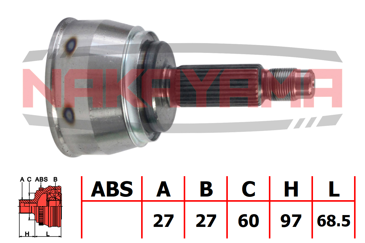 Шрус внешн. к-кт mitsubishi pajero II 3.0 90-95 (27x27x165.5x60) - Nakayama NJ436NY