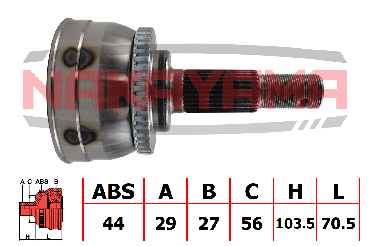 Шрус внешн. к-кт nissan maxima QX 2.0-3.0 95- (29x27x174x56 abs:44) - Nakayama NJ507NY
