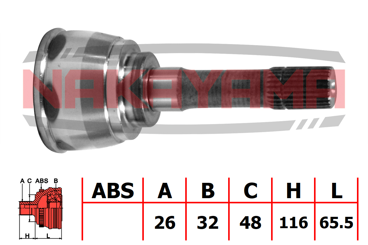 Шрус внешн. к-кт suzuki grand vitara/grand escudo xl-7 ja627 01-06 (26x32x181.5x48) - Nakayama NJ606NY