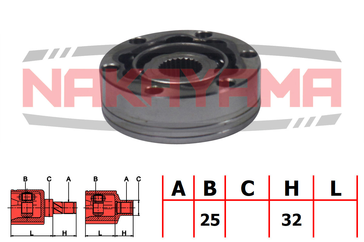 Шрус внутр. к-кт BMW 3 (e30) 316/318/320/324td/325, 5 (e34) 518/520/524td/525/530 88-97 (25x32) - Nakayama NJ7093NY