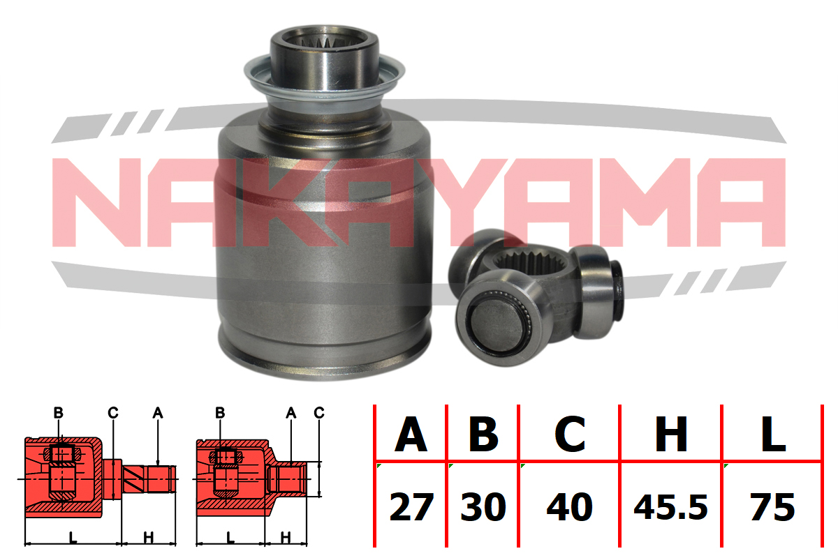 Шрус внутр. к-кт honda accord cl/cn/cm 02-08 (27x30x120.5x40) - Nakayama NJ7124NY