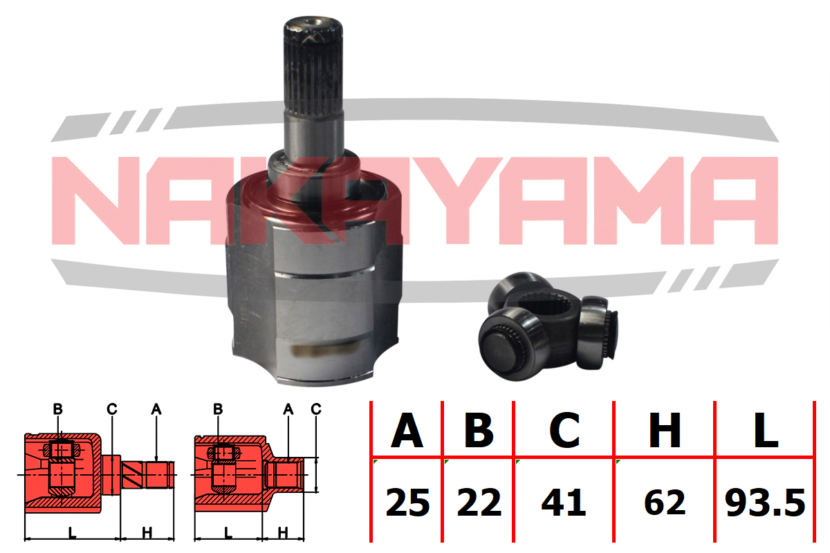 Шрус внутр-й к-кт KIA RIO 05- (25x22x155.5x41) Nakayama NJ7139NY