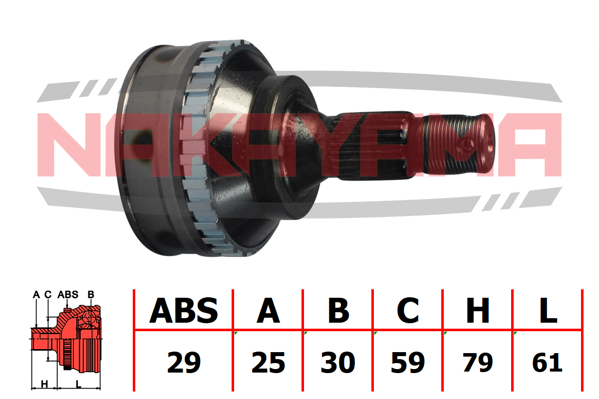 Шрус внешн. к-кт lifan breez/solano/smily 06- (25x30x140x59 abs:29) - Nakayama NJ753NY