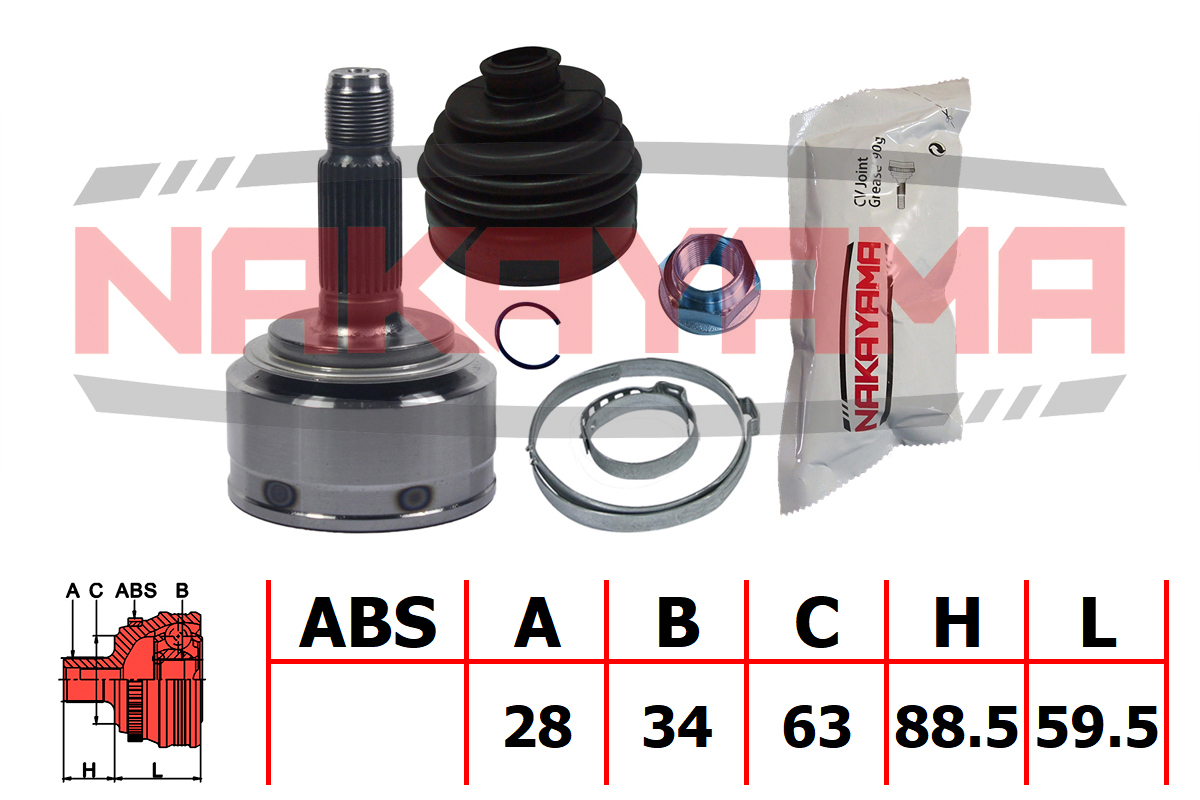 Шрус внешн. к-кт honda accord CL# 02-08 (28x34x148x63) Nakayama NJ765NY