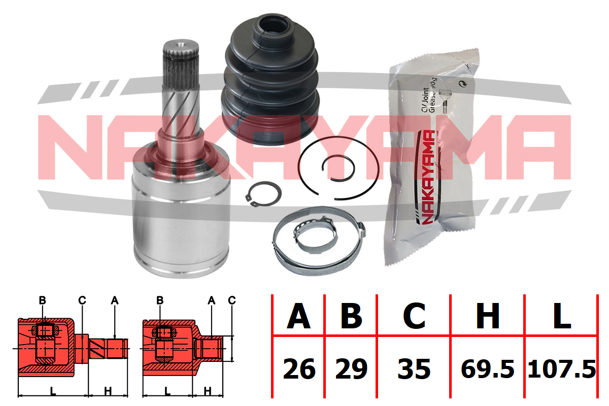 Шрус внутр. к-кт задн. ford kuga CBV 08-, volvo S60 II 10-, volvo xc60 09-, land rover freelander II Nakayama NJ7798NY